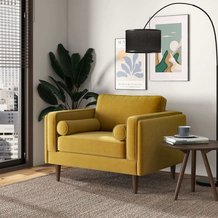 Amber Dark Yellow Velvet Lounge Chair - Ashcroft Furniture