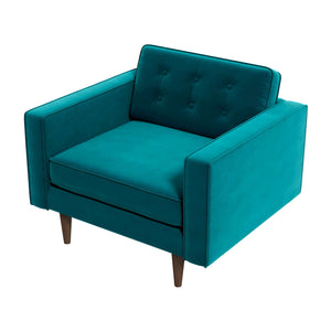 Casey Mid-Century Modern Teal Velvet Lounge Chair