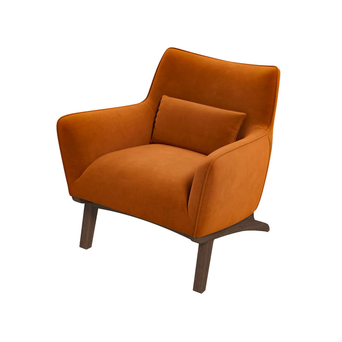 Brayden Mid Century Modern Burnt Orange Velvet Armchair