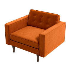 Casey Mid-Century Modern Burnt Orange Velvet Lounge Chair
