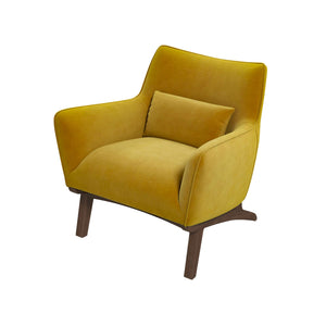 Brayden Mid Century Modern Dark Yellow Velvet  Armchair