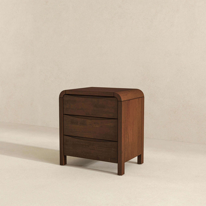 Lionel Mid Century Modern Solid Wood Nightstand 3-Drawer Bed Side Table