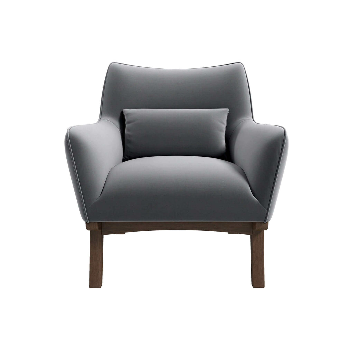 Brayden Mid Century Modern Grey Velvet  Armchair