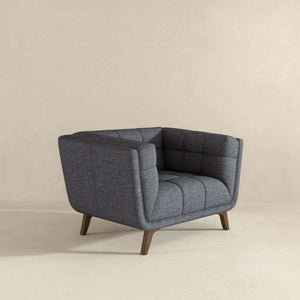 Addison Mid Century Modern Seaside Grey Linen Lounge Chair