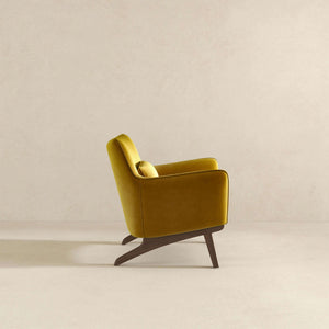 Brayden Mid Century Modern Dark Yellow Velvet  Armchair