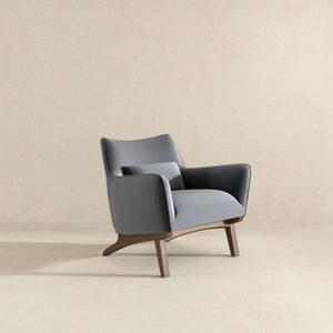 Brayden Mid Century Modern Grey Velvet  Armchair