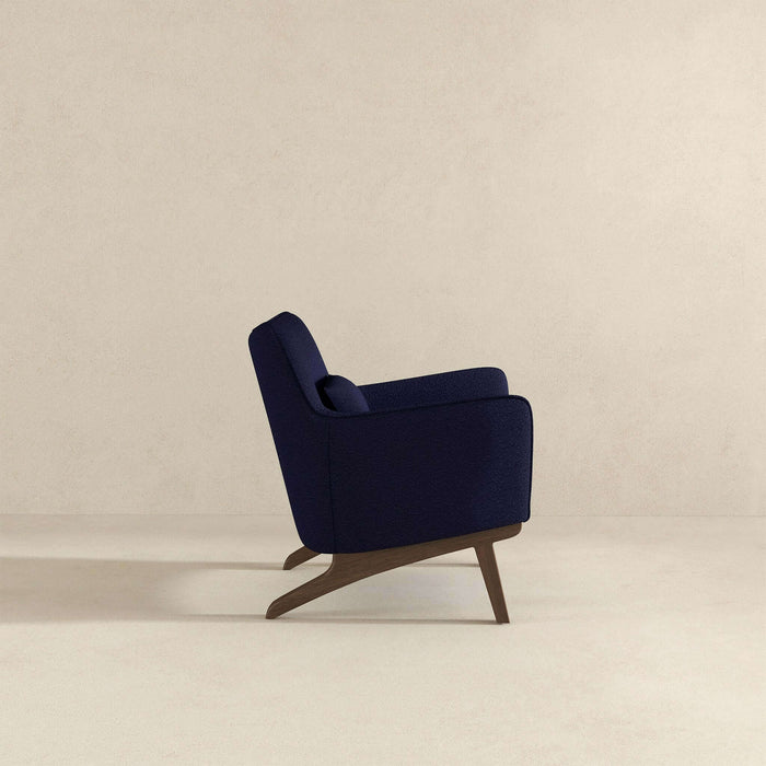 Brayden Mid Century Modern Dark Blue Boucle Armchair