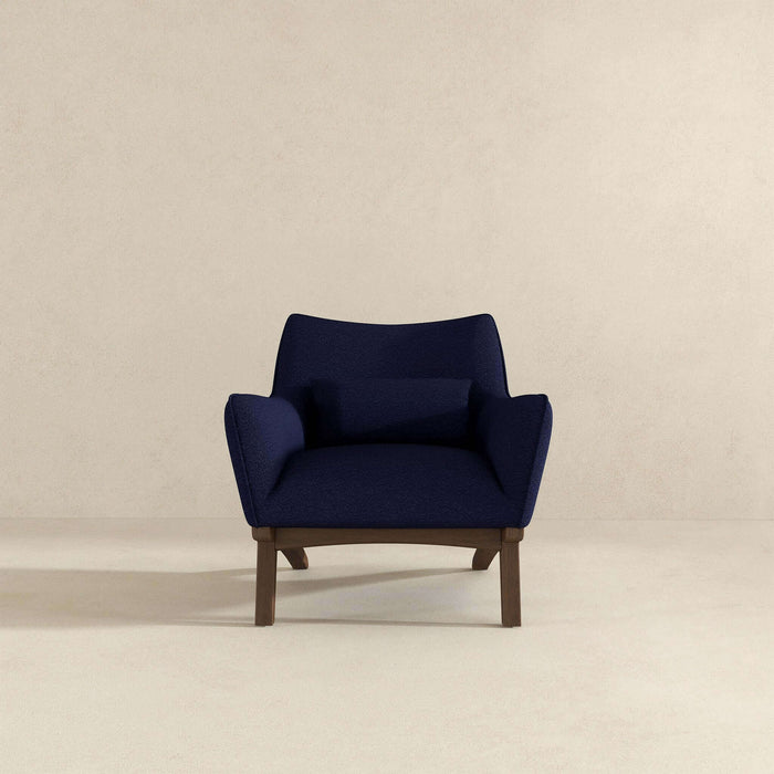 Brayden Mid Century Modern Dark Blue Boucle Armchair