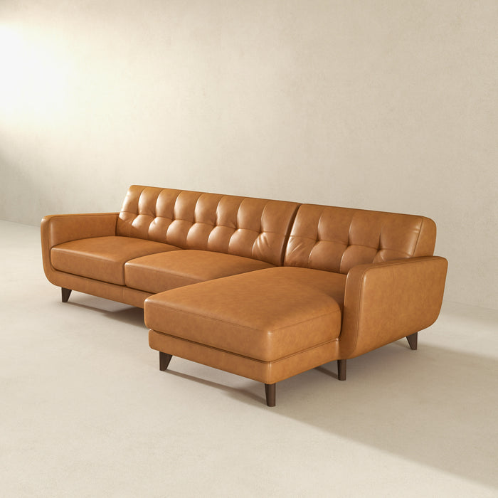 Allison Right-Facing Tan Leather Sectional Sofa