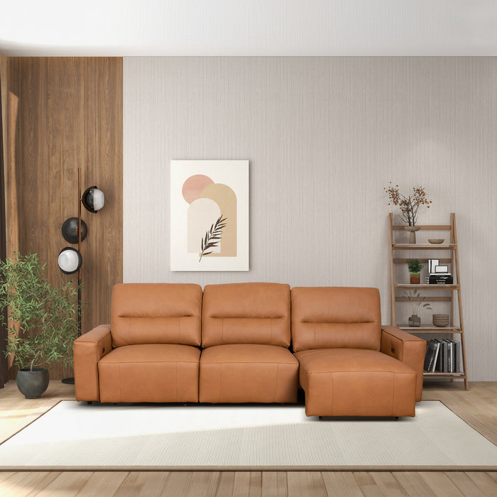 Grant Triple PWR Convertible Sofa - Cognac Leather