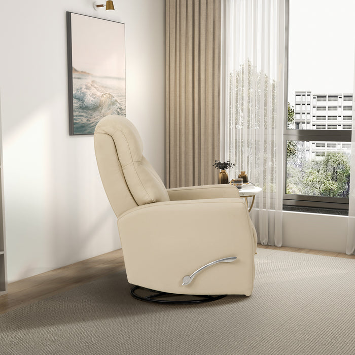 Harlow Swivel Glider Leather Recliner Chair - Ivory