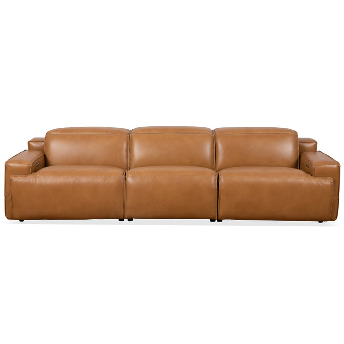 Urbana Triple PWR Recliner Sofa - Tan Leather