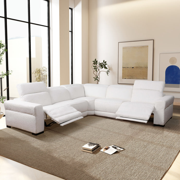 Yohan Reclining Sectional Sofa - White Boucle