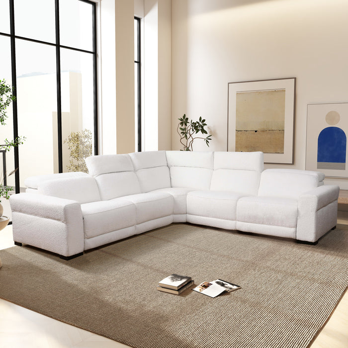 Yohan Reclining Sectional Sofa - White Boucle