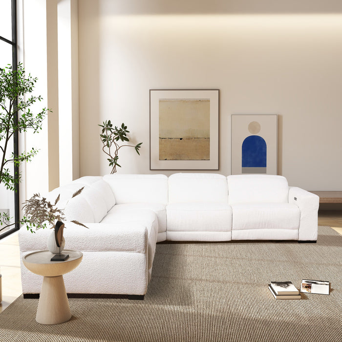 Yohan Reclining Sectional Sofa - White Boucle