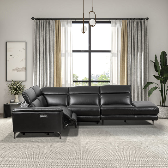 Zander Reclining Sectional Sofa - Black PU