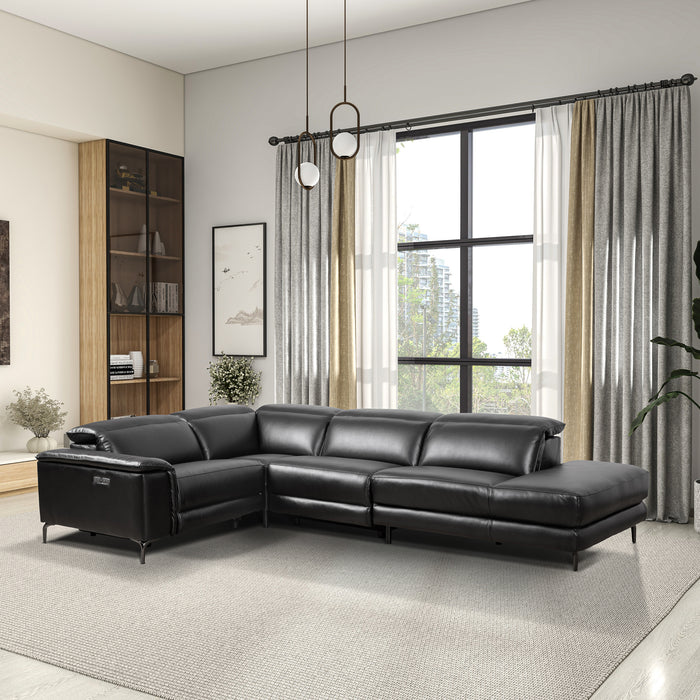 Zander Reclining Sectional Sofa - Black PU