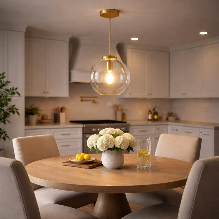 Gleam Pendant Lamp - Satin Brass and Clear Glass