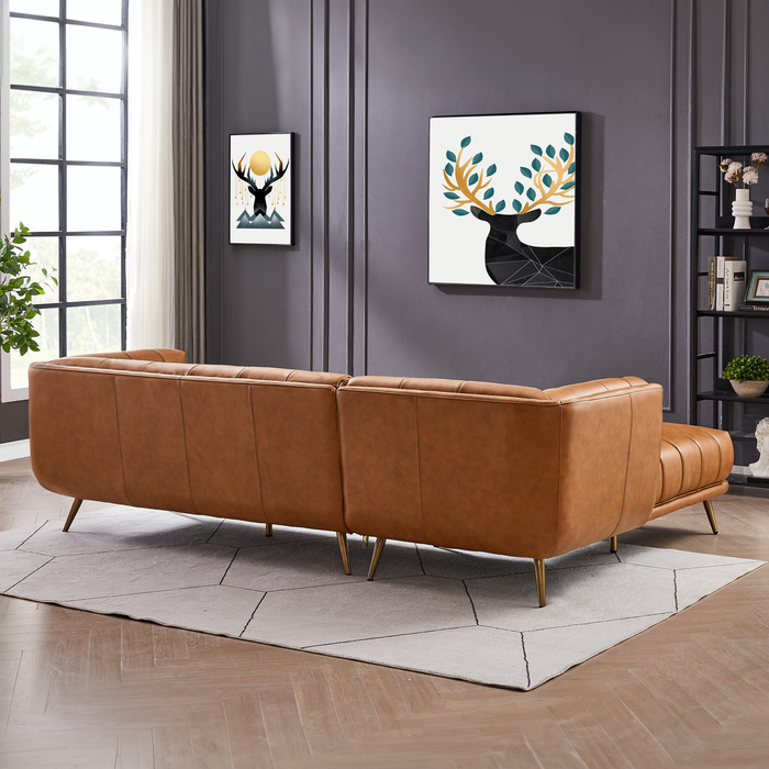 Addison Left Sectional Cognac Leather Sofa