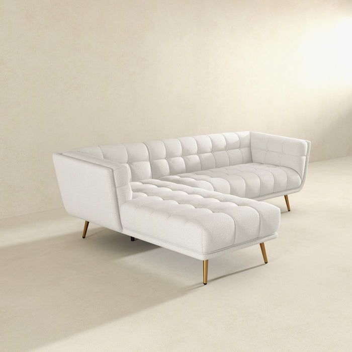 Addison Left Sectional Cream Boucle Sofa