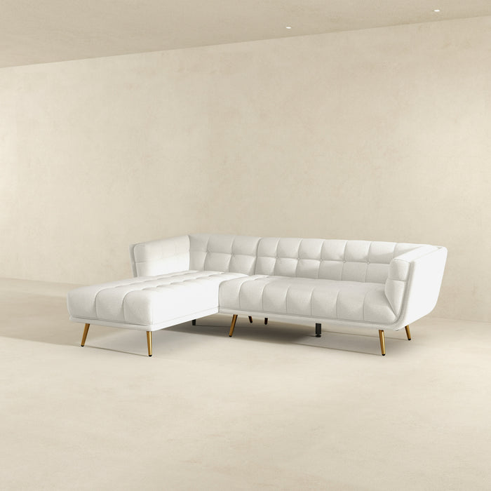 Addison Left Sectional Cream Boucle Sofa