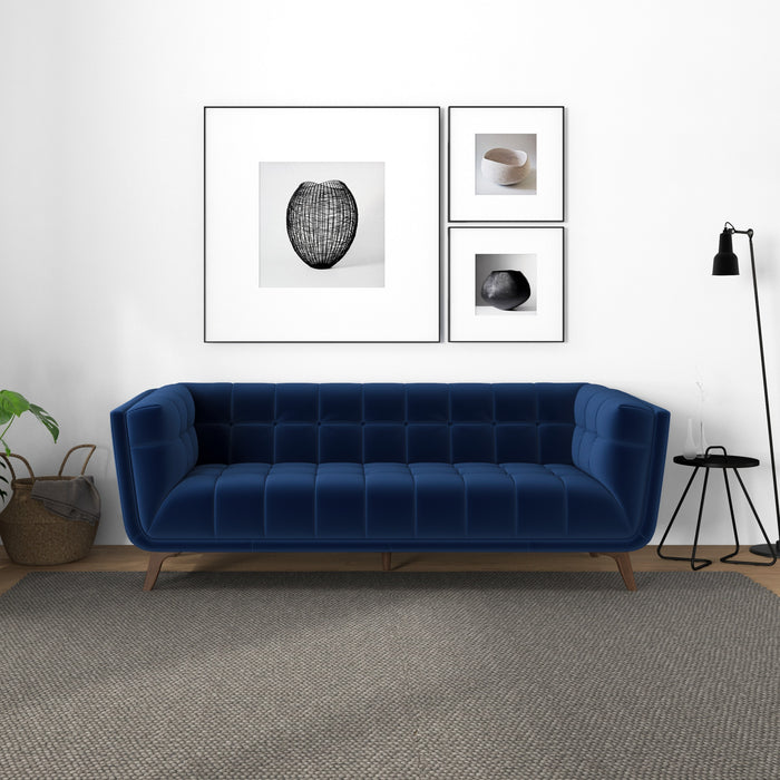 Addison Sofa (Large - Dark Blue Boucle with Metal Feet)