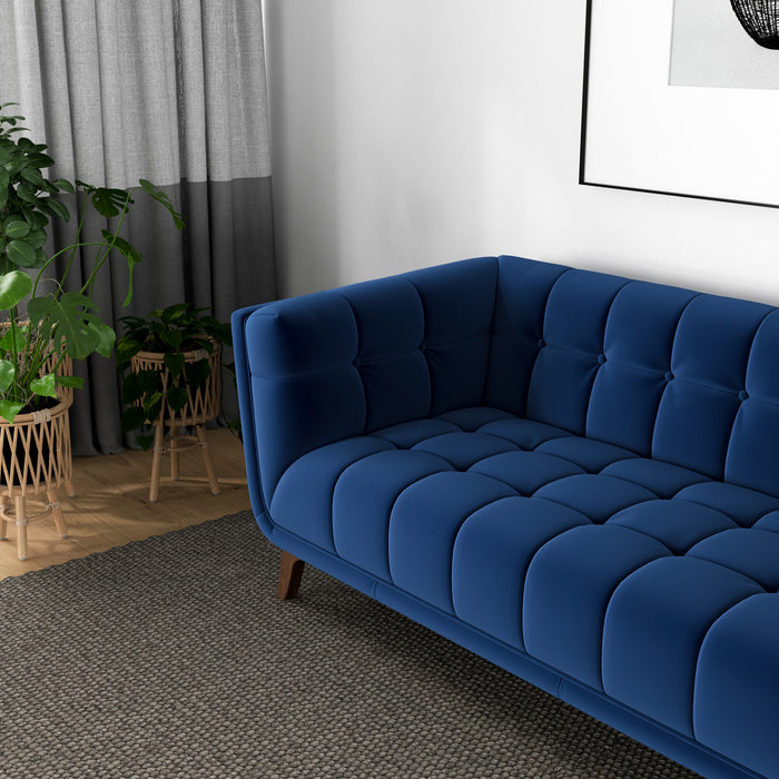 Addison Sofa (Large - Dark Blue Boucle with Metal Feet)