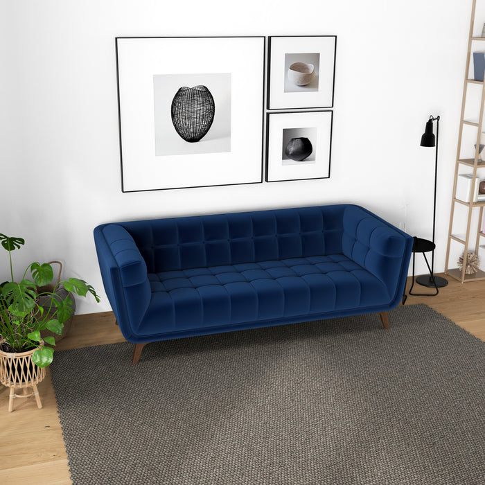 Addison Sofa (Large - Dark Blue Boucle with Metal Feet)