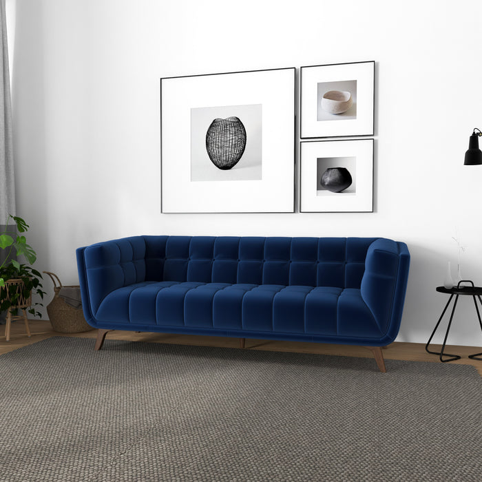 Addison Sofa (Large - Dark Blue Boucle with Metal Feet)