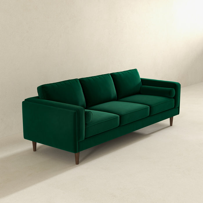 Amber Mid-Century Modern Dark Green Luxury Velvet Sofa