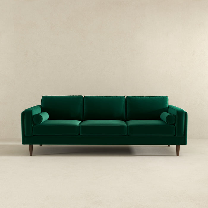 Amber Mid-Century Modern Dark Green Luxury Velvet Sofa