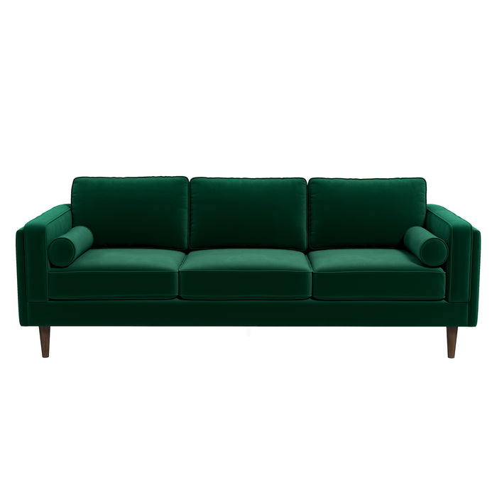Amber Mid-Century Modern Dark Green Luxury Velvet Sofa