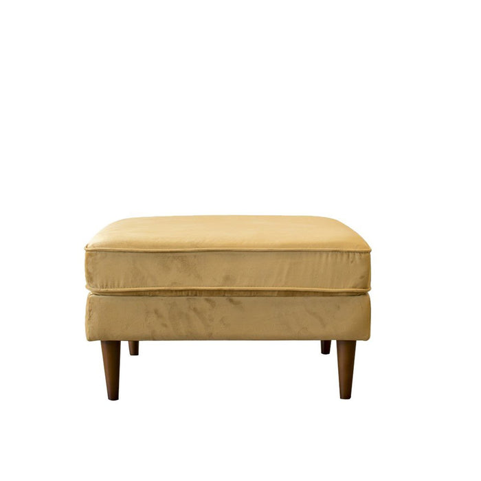 Amber  Square Upholstered Ottoman (Yellow Velvet)