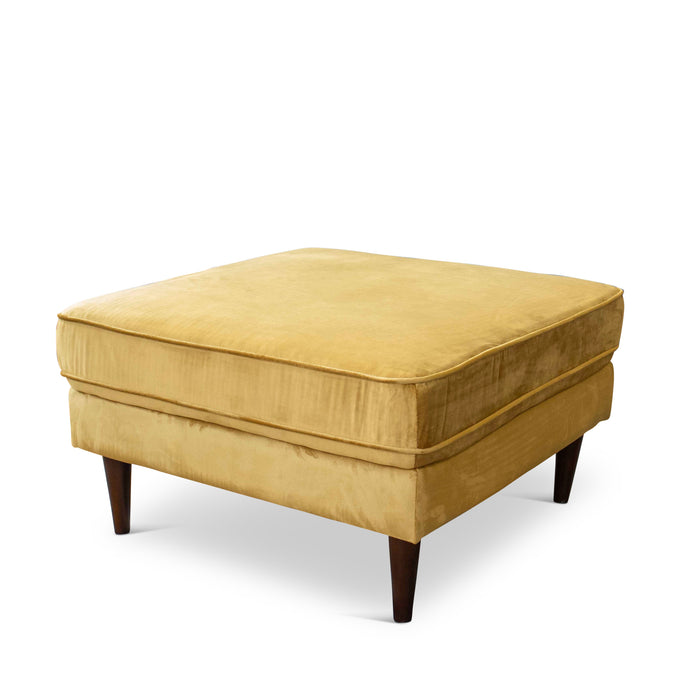 Amber  Square Upholstered Ottoman (Yellow Velvet)