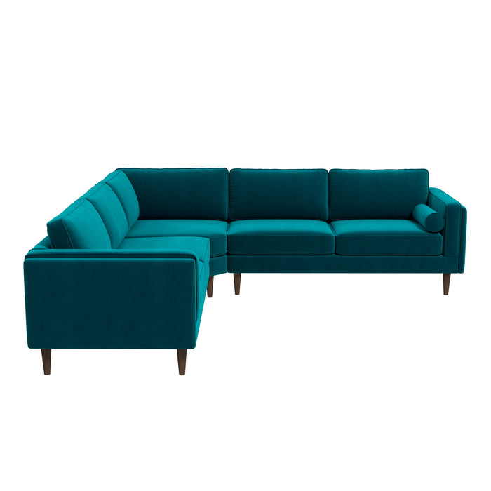 Amber Teal Velvet Corner Sectional Sofa
