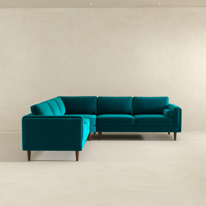 Amber Teal Velvet Corner Sectional Sofa