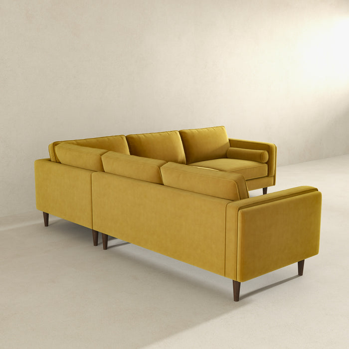 Amber Yellow Velvet Corner Sectional Sofa