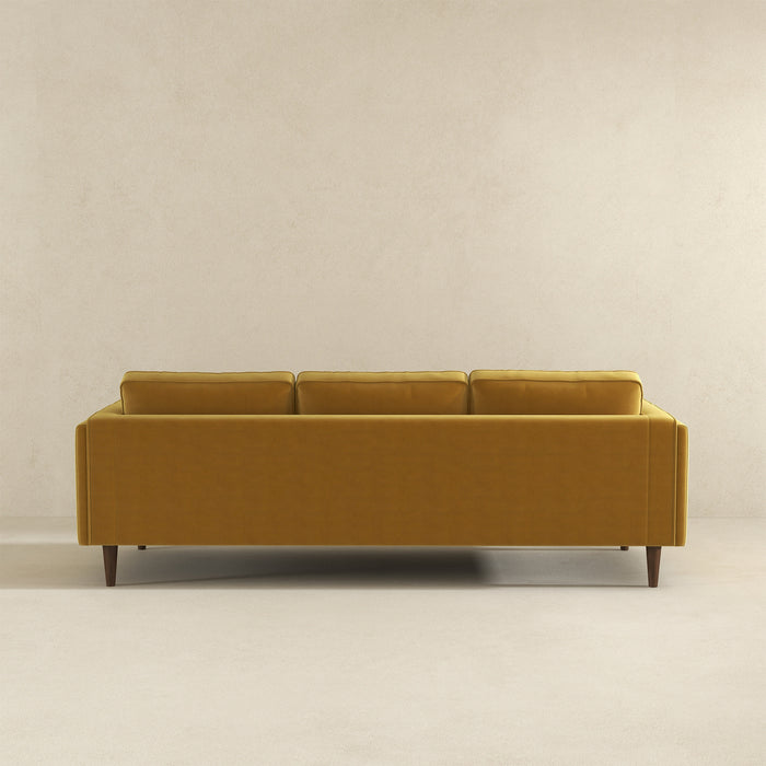 Amber Mid-Century Modern Yellow Luxury Velvet Sofa