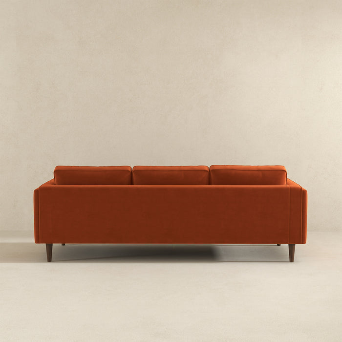 Amber Mid-Century Modern Burnt Orange Luxury Velvet Sofa