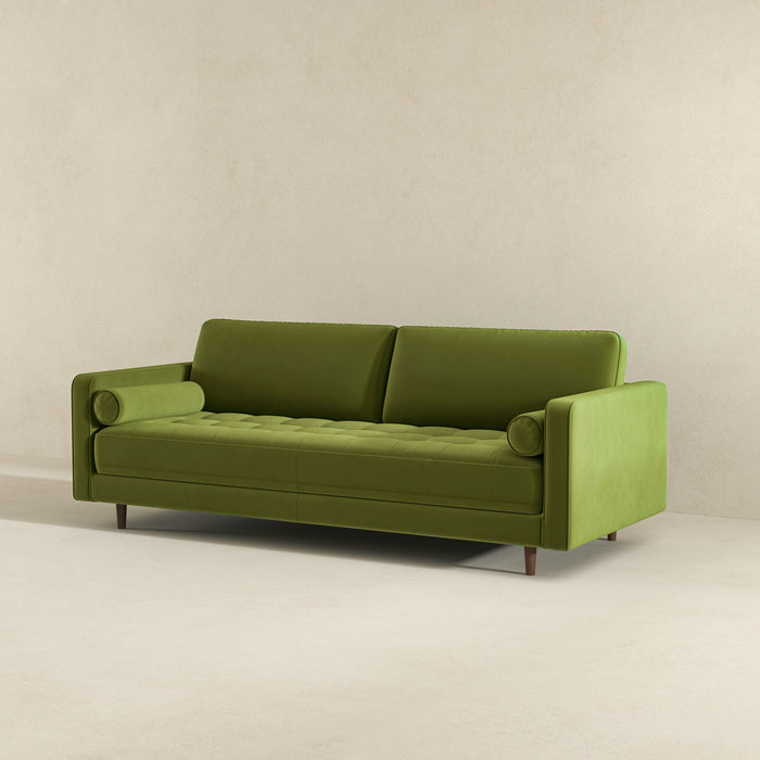 Anthony Pistachio Green Pillow Back Velvet Sofa