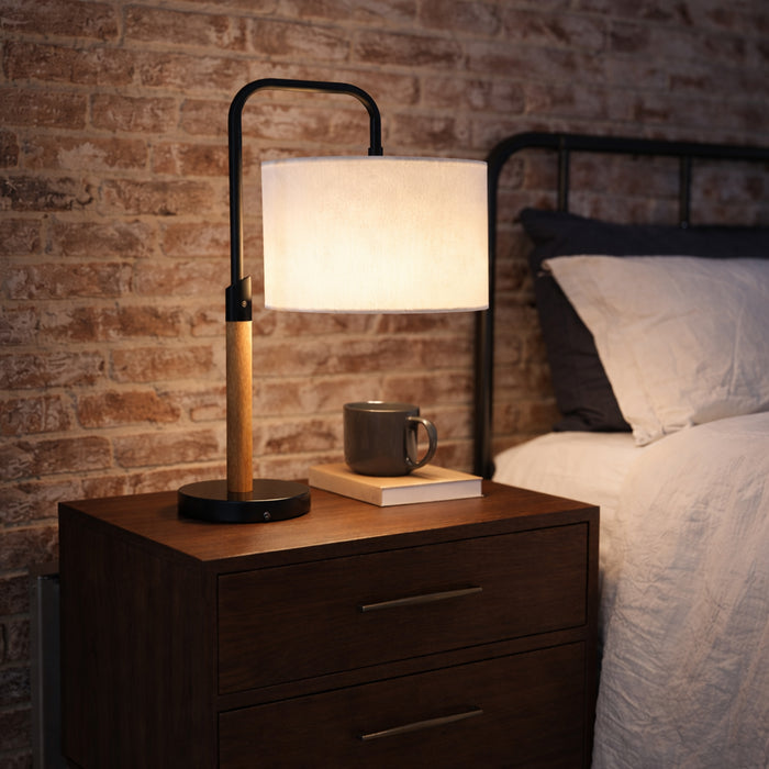 Arcus Paniz Table Lamp | Metal Swirl & Cylinder Shade