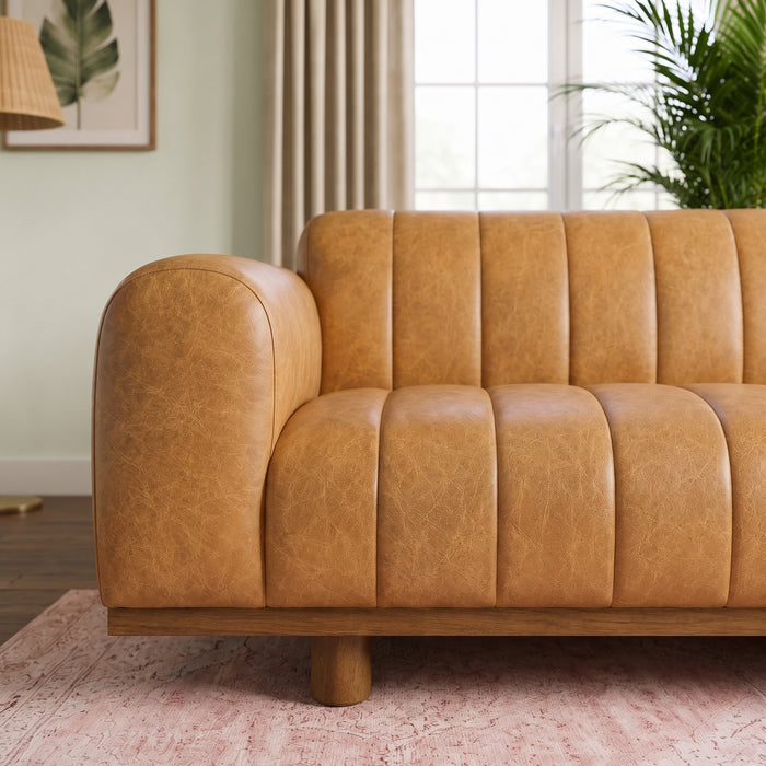 Nebraska 3-Seater Top Grain Leather Sofa with Solid Wood Legs | Ashcroft Imports Furniture