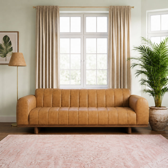 Nebraska 3-Seater Top Grain Leather Sofa with Solid Wood Legs | Ashcroft Imports Furniture