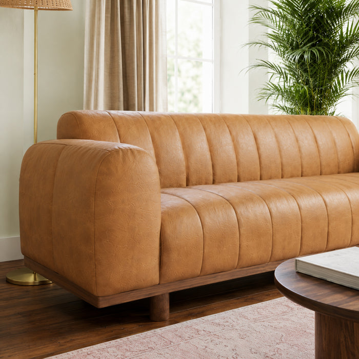 Nebraska 3-Seater Top Grain Leather Sofa with Solid Wood Legs | Ashcroft Imports Furniture