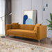 Lewis Velvet Sofa | Cognac Channel-Tufted Sofa with Gold Legs | Ashcroft Imports Furniture