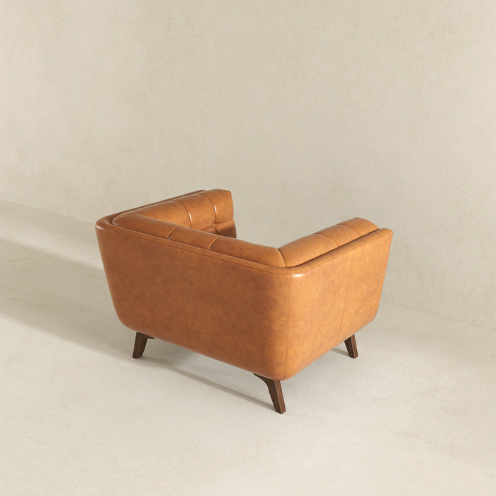 Addison Mid-Century Modern Cognac Genuine Leather Lounge Chair | Ashcroft Imports Furniture