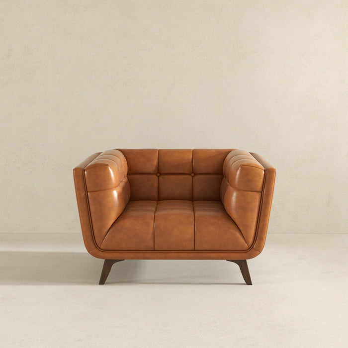 Addison Mid-Century Modern Cognac Genuine Leather Lounge Chair | Ashcroft Imports Furniture