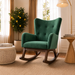 Alistair Modern Rocking Chair | Green Velvet & Solid Wood Base | Ashcroft Imports Furniture