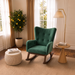 Alistair Modern Rocking Chair | Green Velvet & Solid Wood Base | Ashcroft Imports Furniture