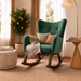 Alistair Modern Rocking Chair | Green Velvet & Solid Wood Base | Ashcroft Imports Furniture